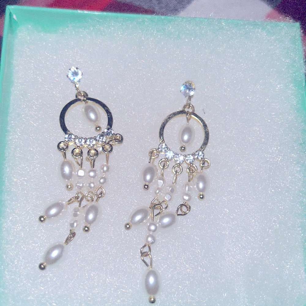 Bridal Faux Pearl Statement Earrings